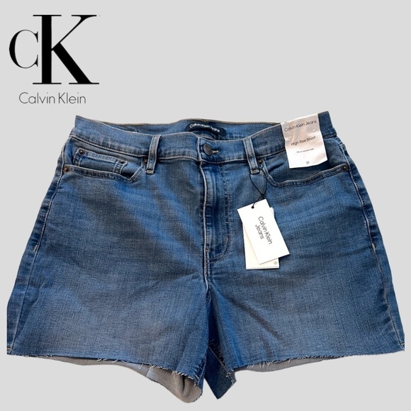 CALVIN Klein High-Rise Cutoff Denim Shorts - Picture 7 of 11